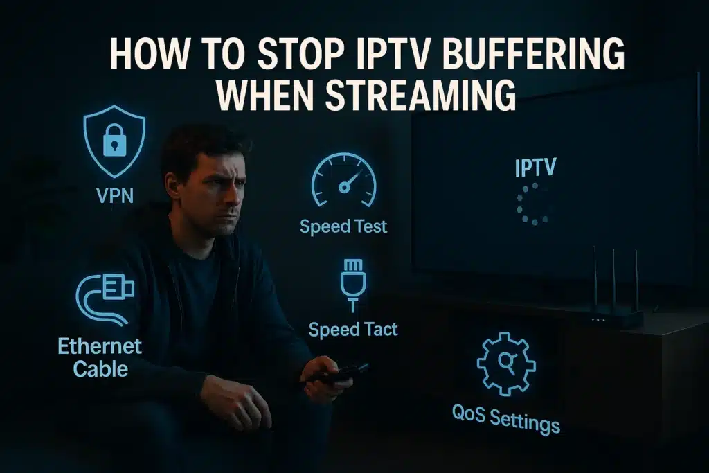 IPTV coupe avec buffering et écran de chargement pendant un match