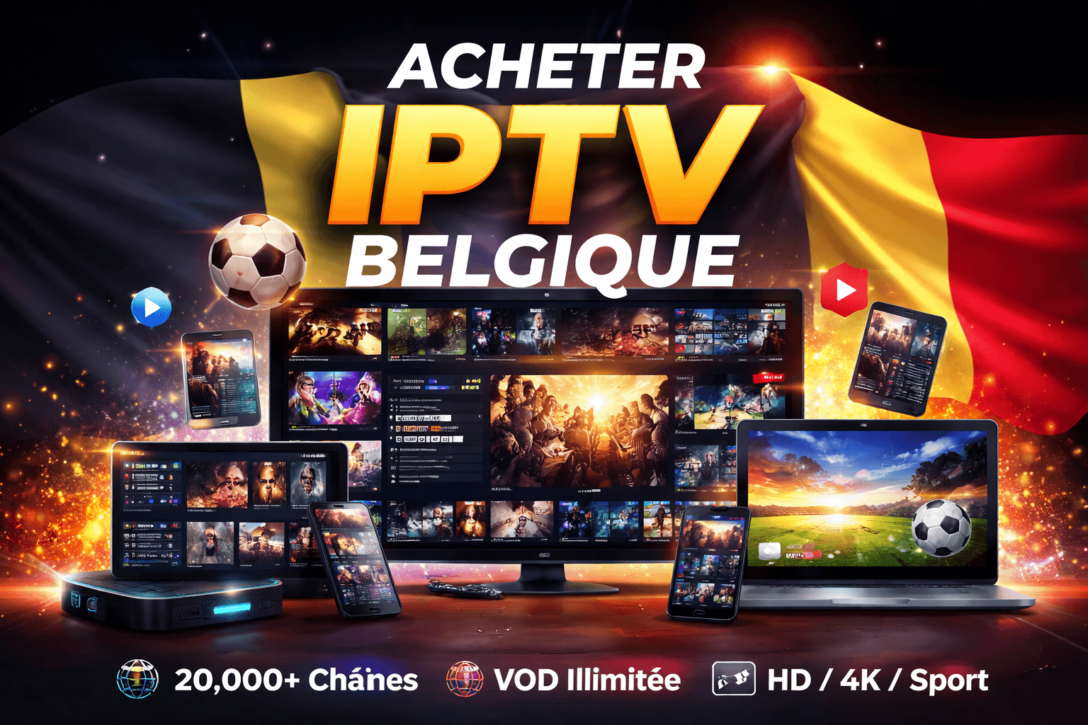 Acheter IPTV Belgique avec abonnement IPTV premium HD et VOD illimitée