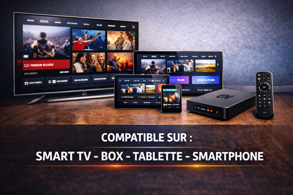 IPTV Premium Belgique compatible Smart TV, box Android, tablette et smartphone pour regarder partout