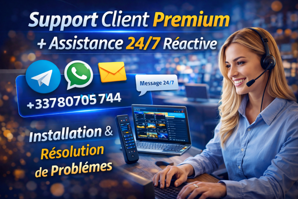 Support client IPTV premium 24/7 sur WhatsApp et Telegram avec assistance installation et résolution de problèmes