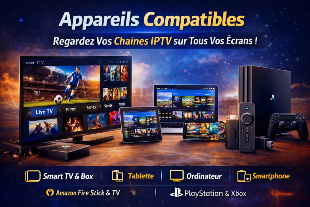 Télévision IP sur tous vos appareils : Smart TV, box Android, Fire Stick, tablette, ordinateur et smartphone