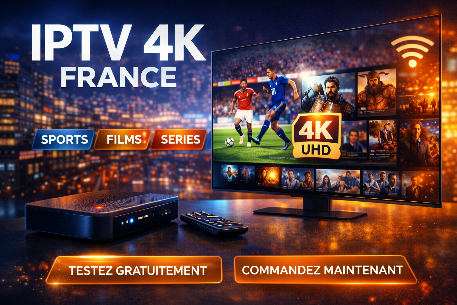 Service IPTV 4K France avec streaming Ultra HD, films, séries et sport en haute qualité