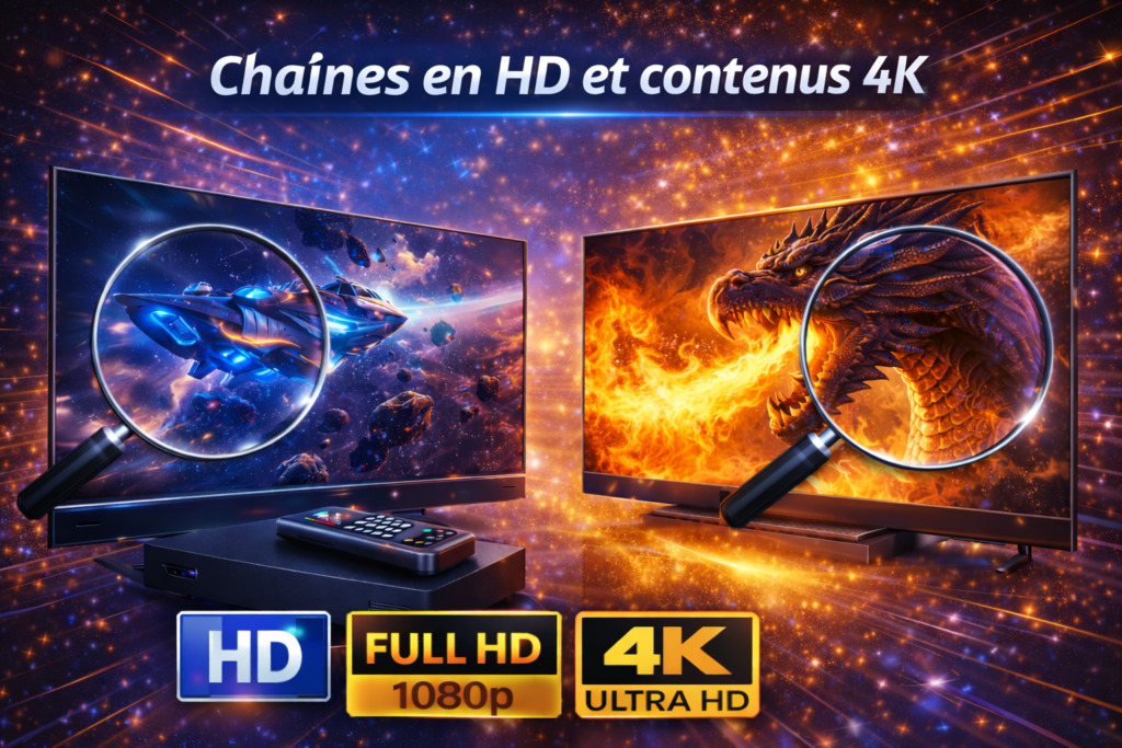 Meilleur IPTV France 2026 avec qualité HD, Full HD 1080p et 4K Ultra HD pour une expérience TV ultra nette et fluide