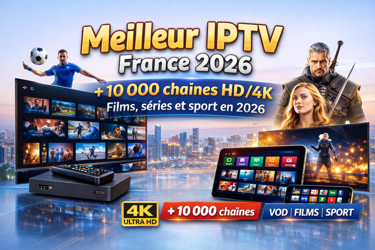Meilleur IPTV France 2026 : abonnement IPTV ultra stable avec chaînes HD/4K, sport, VOD et compatibilité Smart TV
