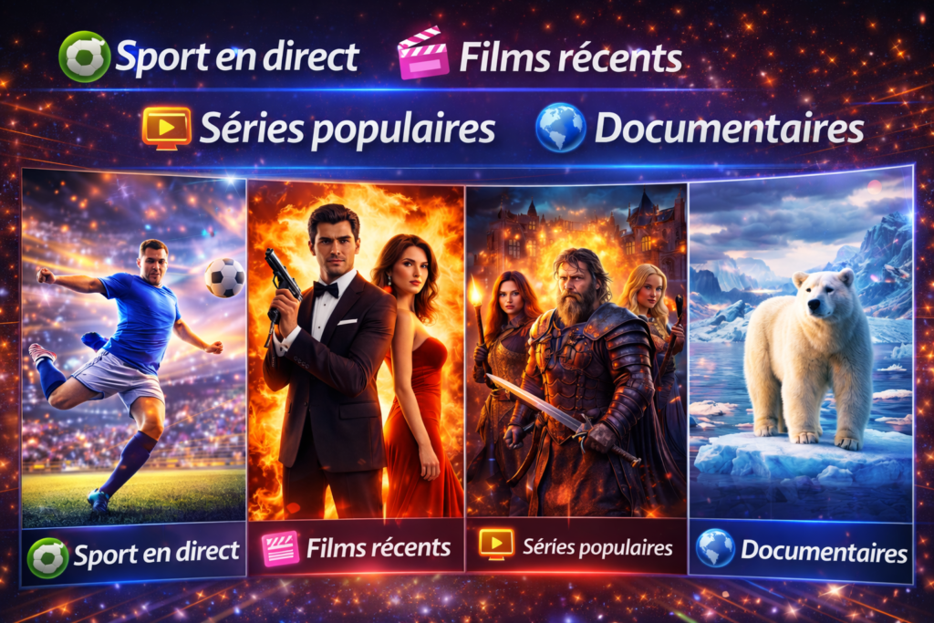 Meilleur IPTV France 2026 avec sport en direct, films récents, séries populaires et documentaires en HD et 4K