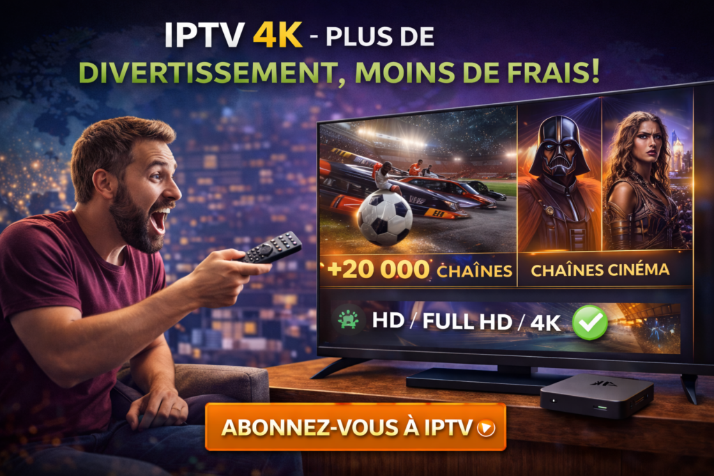 IPTV Android TV 4K avec plus de 20000 chaînes internationales, films, séries et sport en HD et Full HD