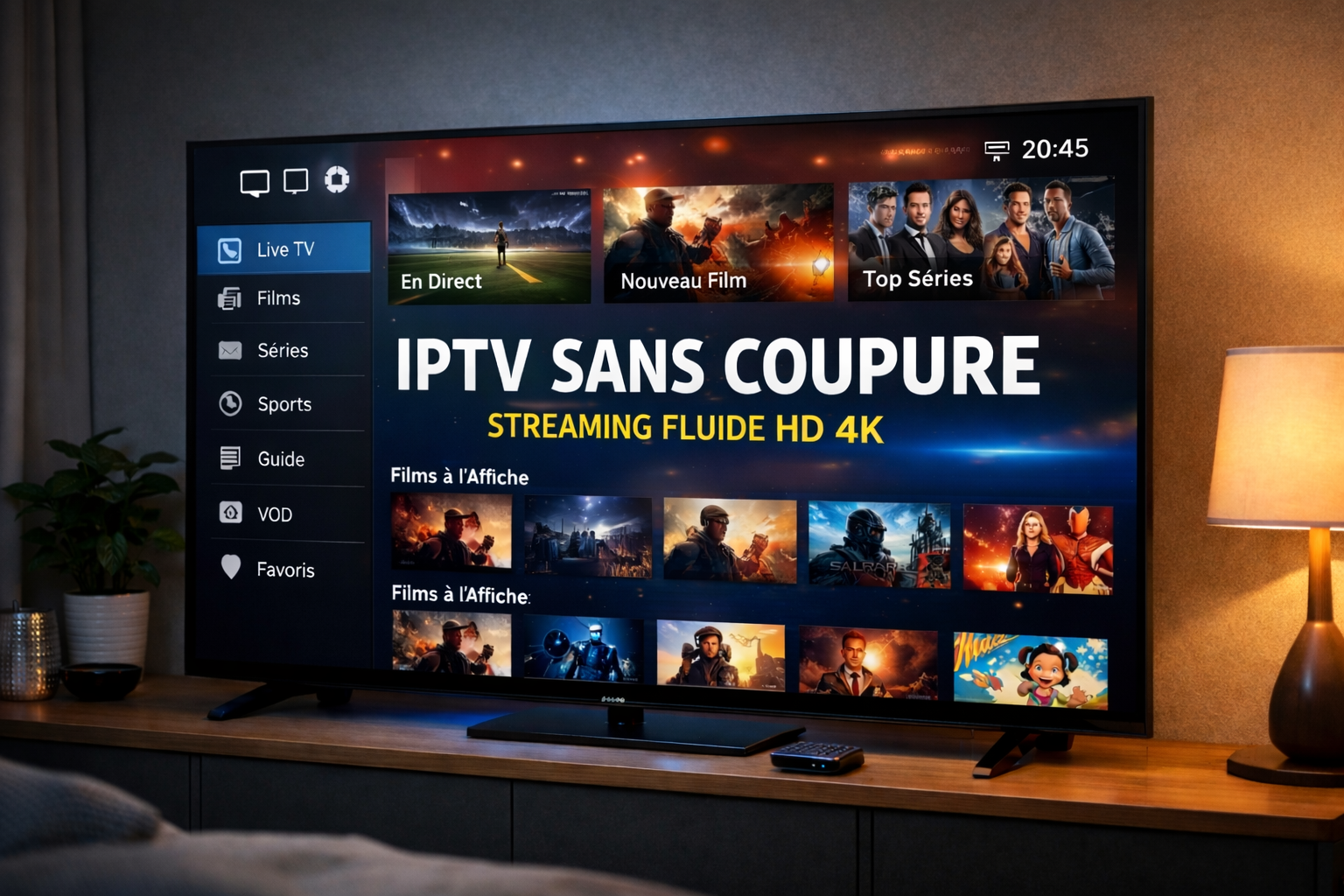 abonnement IPTV sans coupure avec streaming fluide HD 4K sans buffering