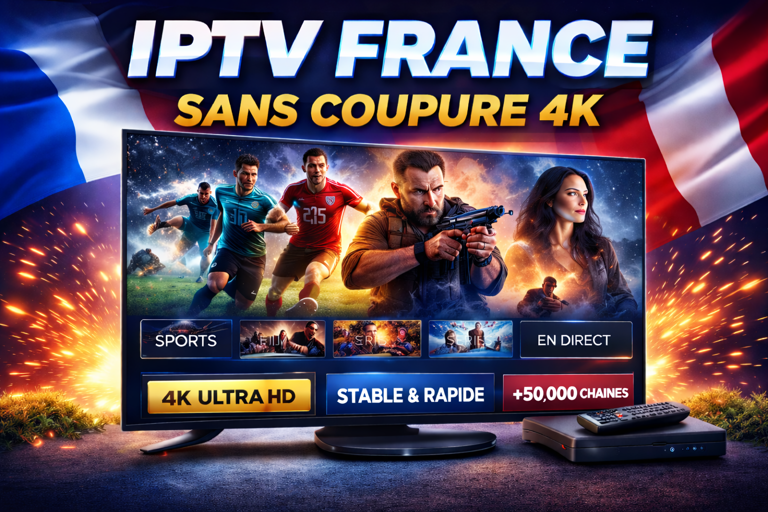 IPTV France sans coupure 4K streaming stable IPTV premium sur Smart TV