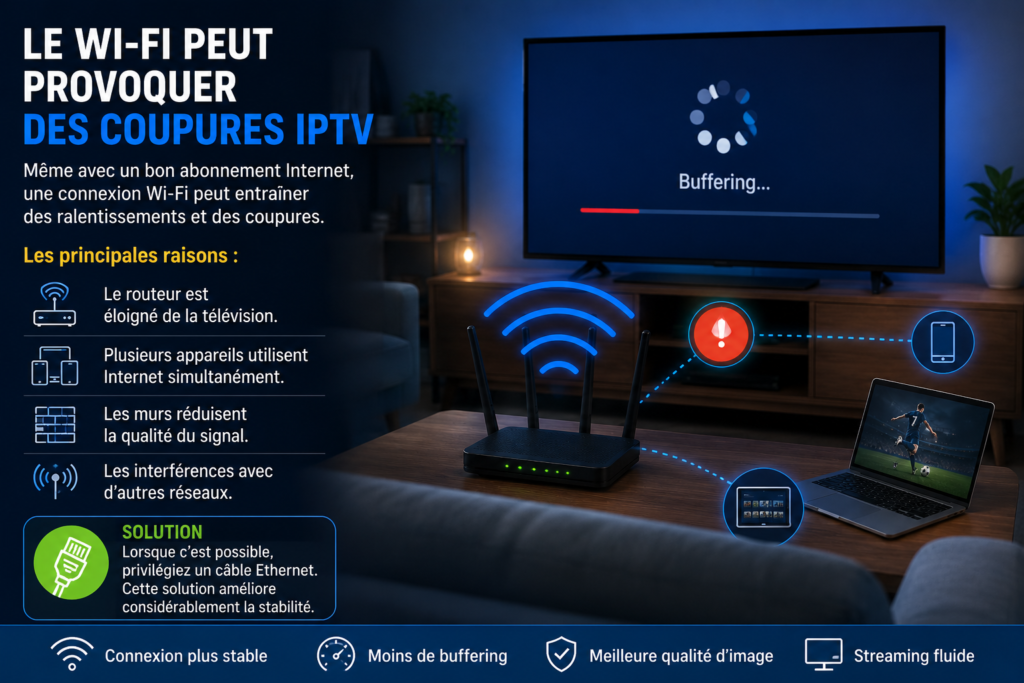 Connexion Wi-Fi utilisée pour regarder IPTV
